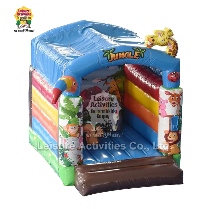 Bagaimana Mini Inflatable Bouncy Castle Jungle Dengan Bumbung Menyokong Hiburan Kompak
