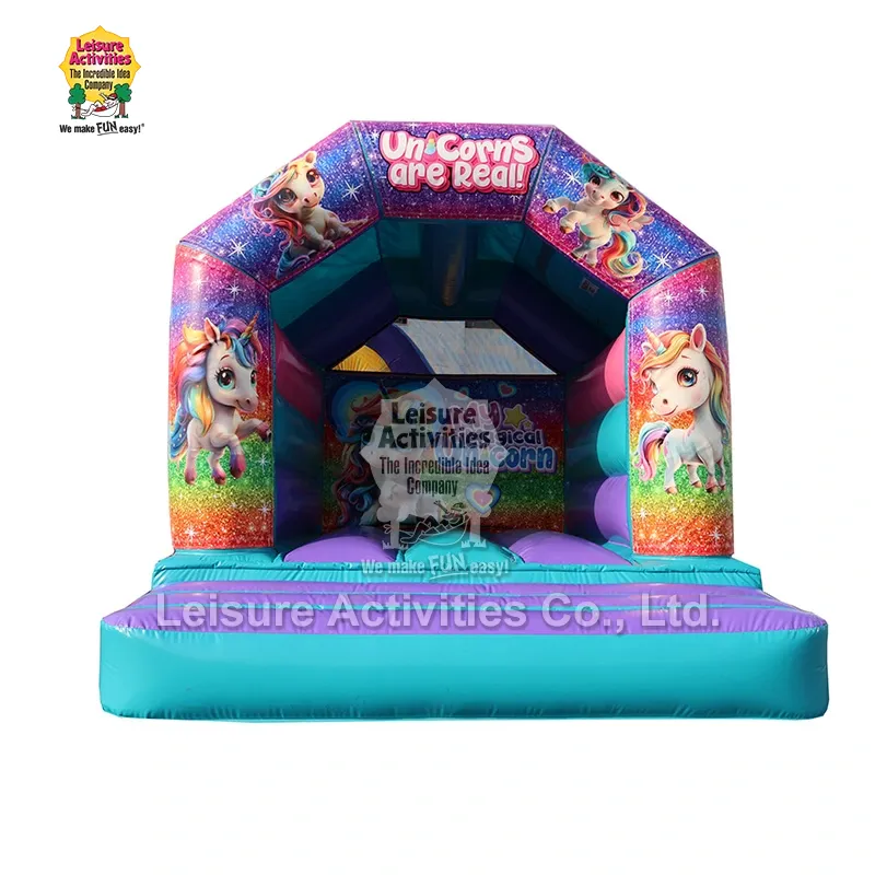 Mini Inflatable Bouncy Castle Bingkai Ungu Teal Dengan Bumbung