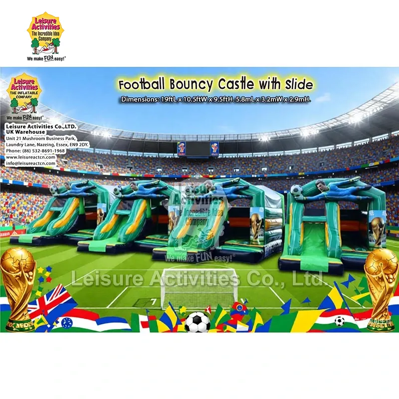 Istana Bouncy Bola Sepak Berbilang Kembung Kecil dengan Slaid